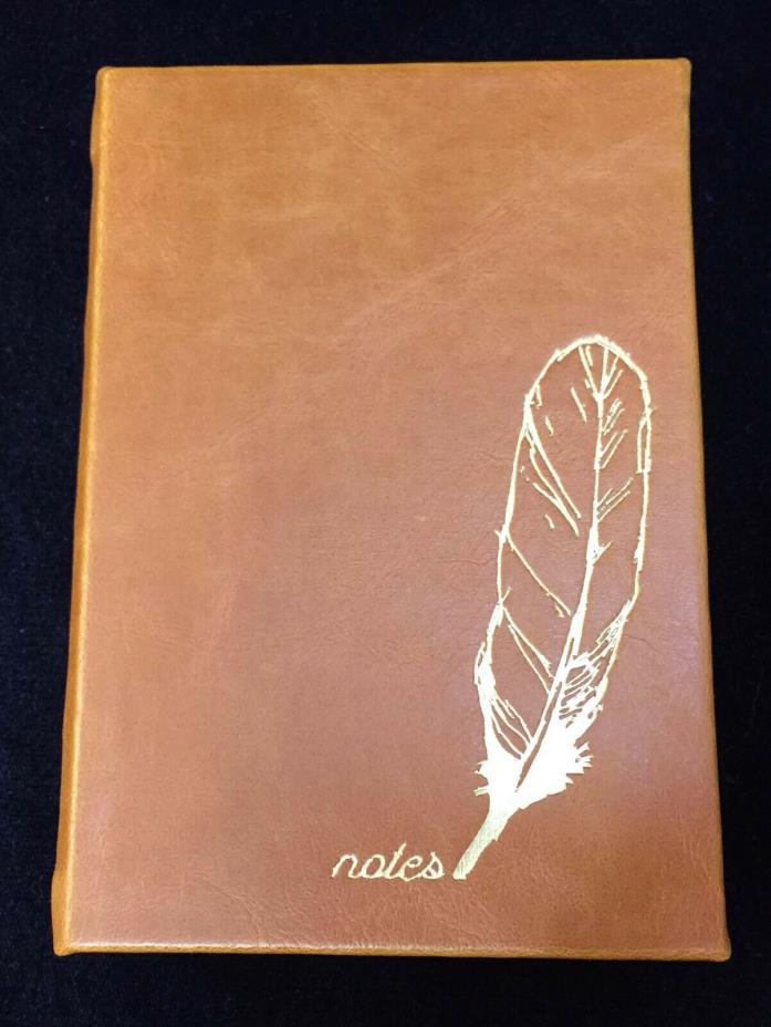 Notes Notebook Brown Faux Leather Embossed Feather Design 6x4 Lined Paper