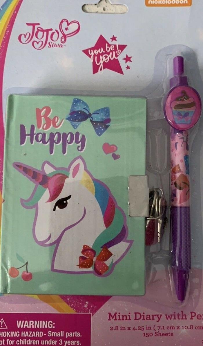 JoJo Siwa Unicorn “Be Happy” Mini Diary with Lock Key and Pen