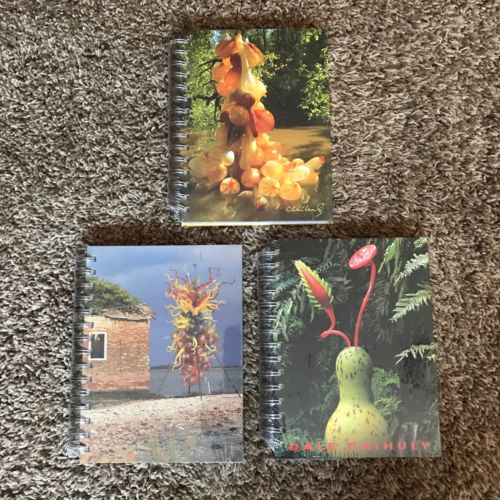 NEW DALE CHIHULY set of 3 GLASS JOURNAL book diary chandelier gourd isola garden