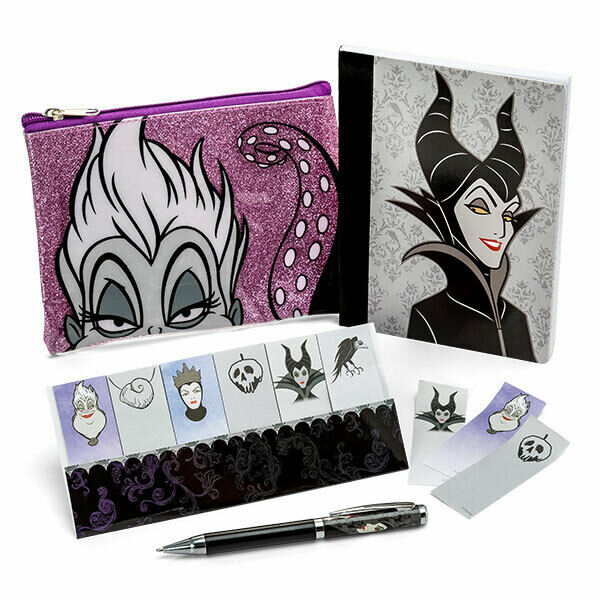 Disney Vicious Villains stationary set pen notebook Sticky Pads Storage Case