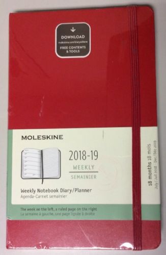 New Moleskine 2018-19 Weekly Notebook Diary Planner - Red - 8 1/4” X 5 1/4”