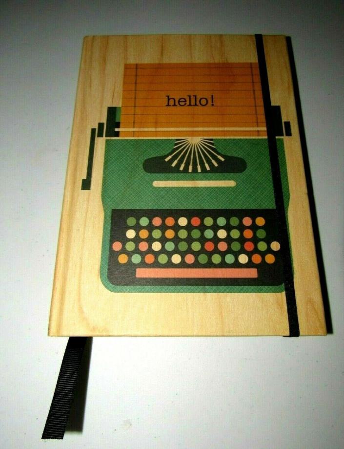 PETIT COLLAGE TAN WOOD-GRAIN RETRO TYPEWRITER HARDCOVER WRITING JOURNAL