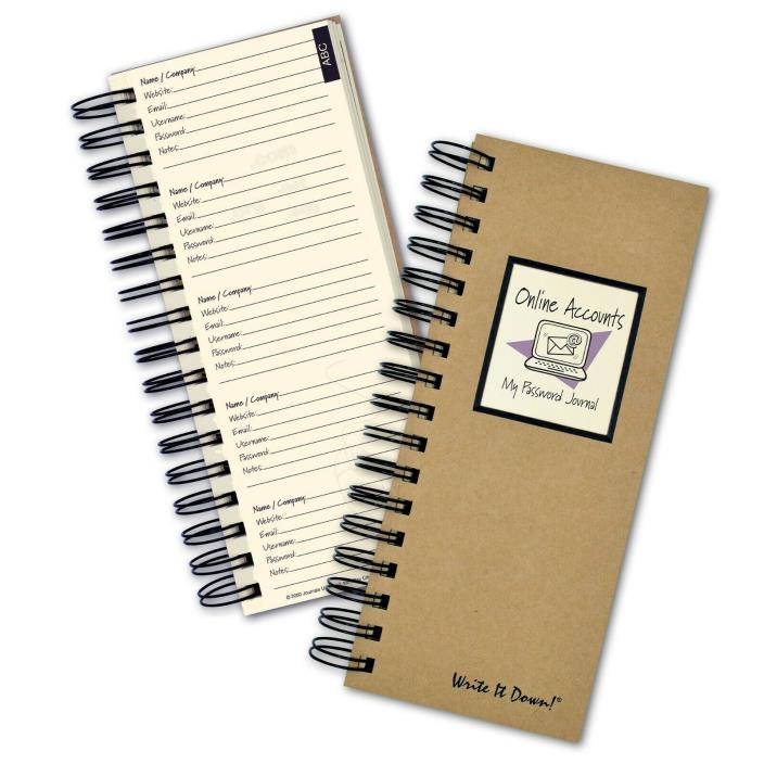 Online Accounts Password Journal “Write It Down!” Series by Journals Unlimited