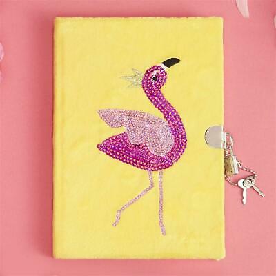 Cupcakes & Cartwheels Pink Sequin Flamingo Plush Diary with Lock and Key