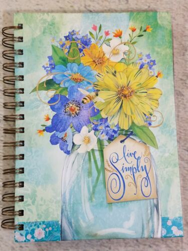 Journal Hardcover Spiral Bound Live Simply Floral Blue Punch Studio