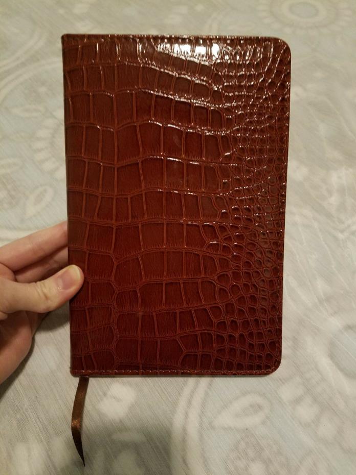 Journal Notebook Faux Crocodile Textured Hardcover Brown w/ Ribbon Bookmark