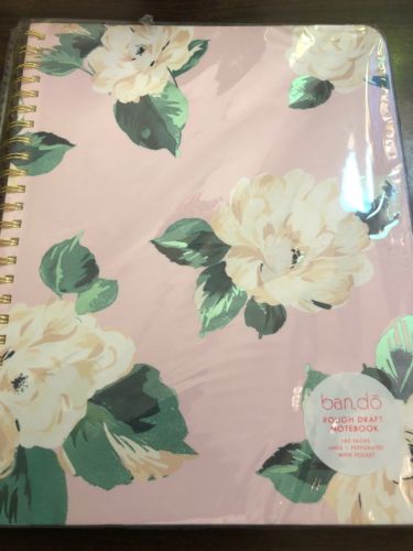 Ban.do - Rough Draft Spiral Lined Notebook - Floral Pink Cream White Flowers