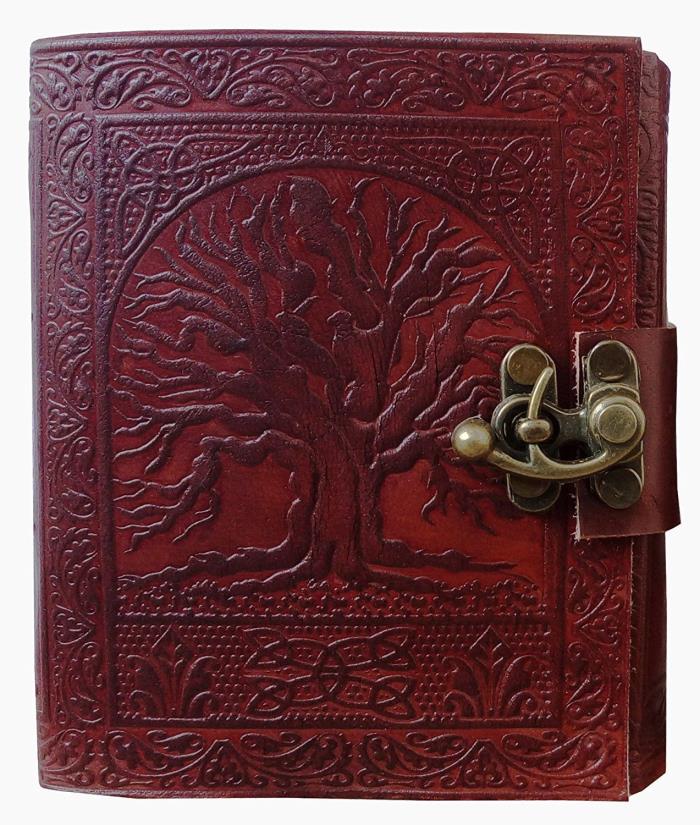 Tree Of Life Leather Journal With Metal Lock Writing Notebook And Diary
