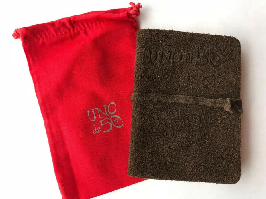 NEW UNO de 50 RARE Limited Edition Embossed Suede Pocket Journal & UNOde50 Pouch