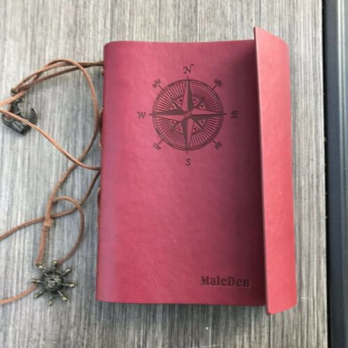 MALEDEN Refillable Spiral Daily Notepad Classic Embossed Travel Journal Burgundy