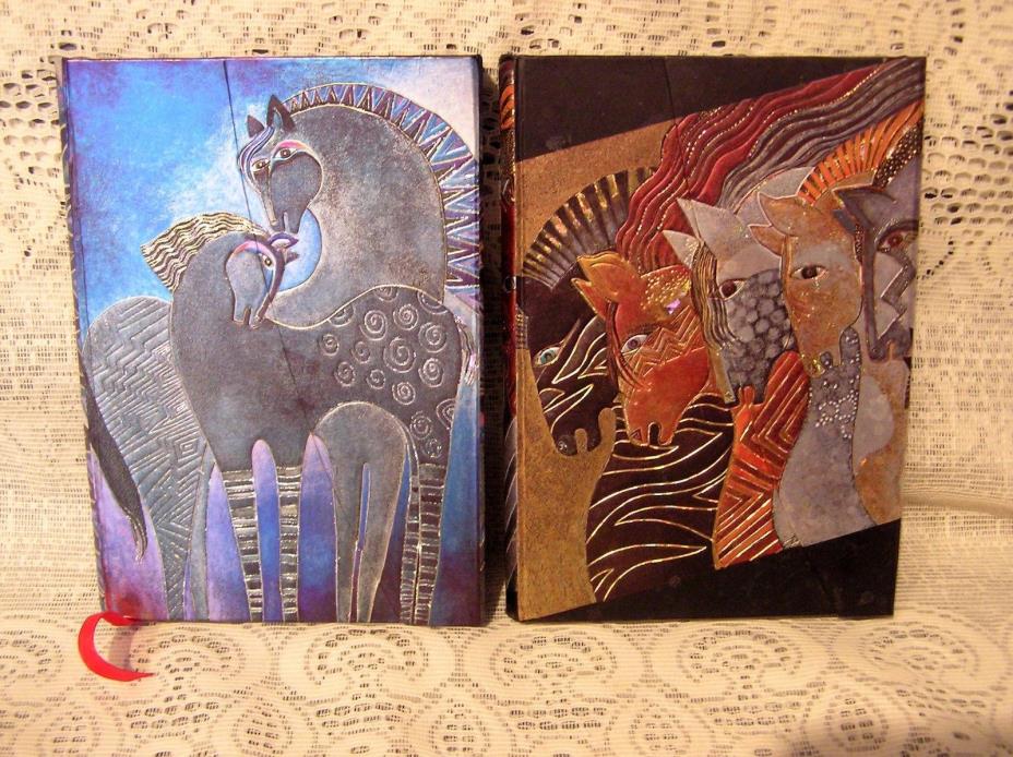 2 Laurel Burch blank journal books -  MORACCAN MARES & INDIGO SKY MARES - 160 pg