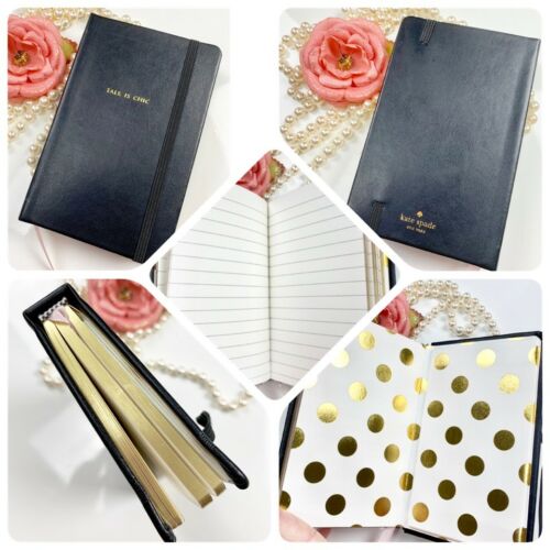 Kate Spade small Notebook - (Black - Talk is Chic)