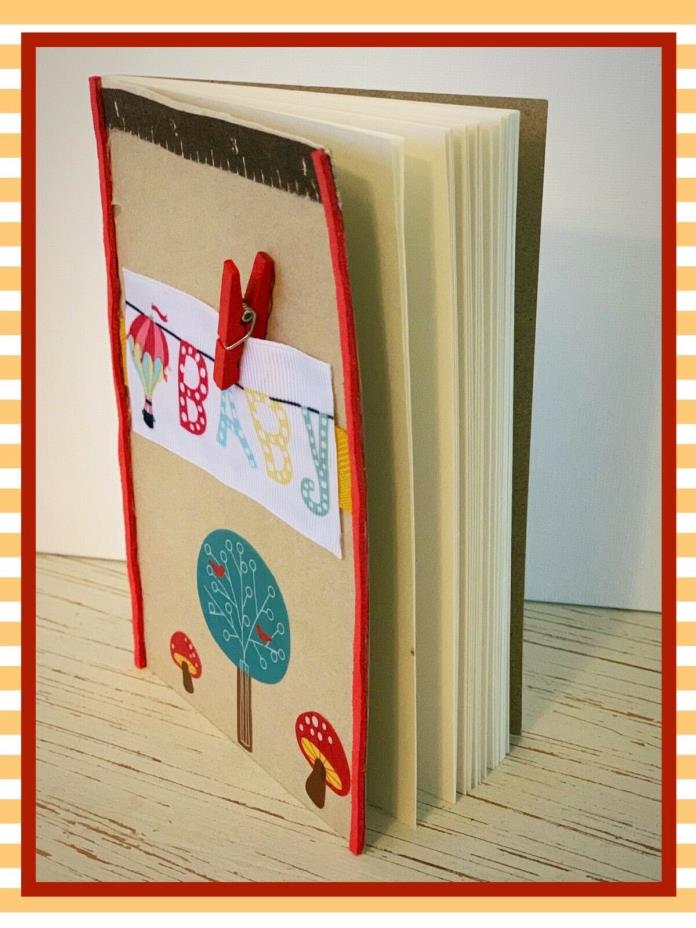 Handmade Journal Notebook Pad Baby Tree Mushroom Hot Air Balloon Red Blue Yellow