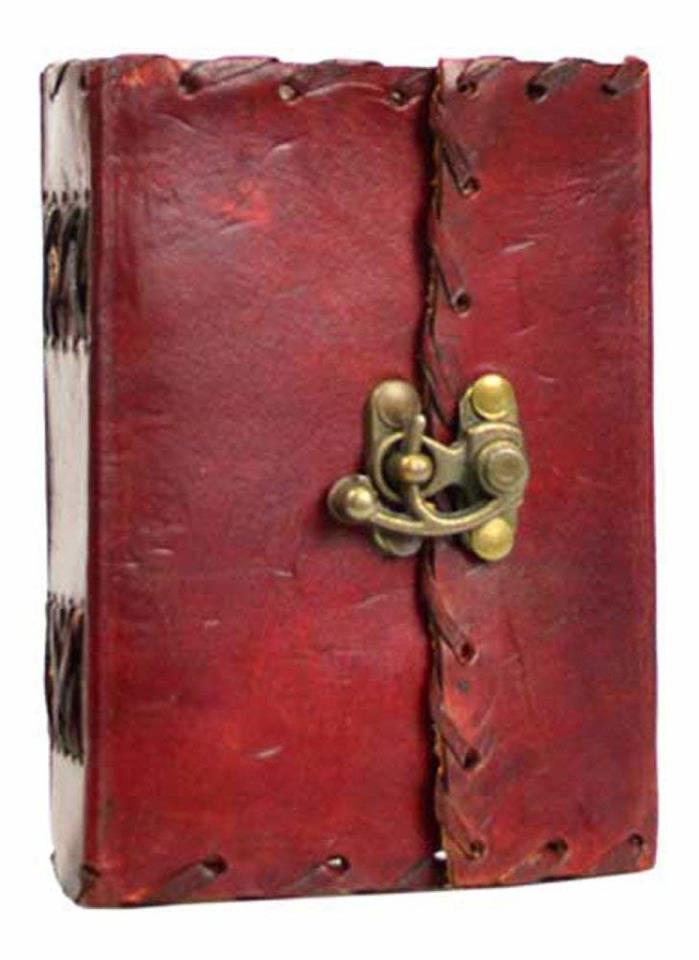 Small 1842 Poetry Leather Blank Book Durable leather cover brass clasp purse New