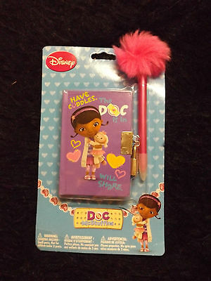 new Disney Doc McStuffins cuddle fancy journal mini diary lock keys fuzzy pen