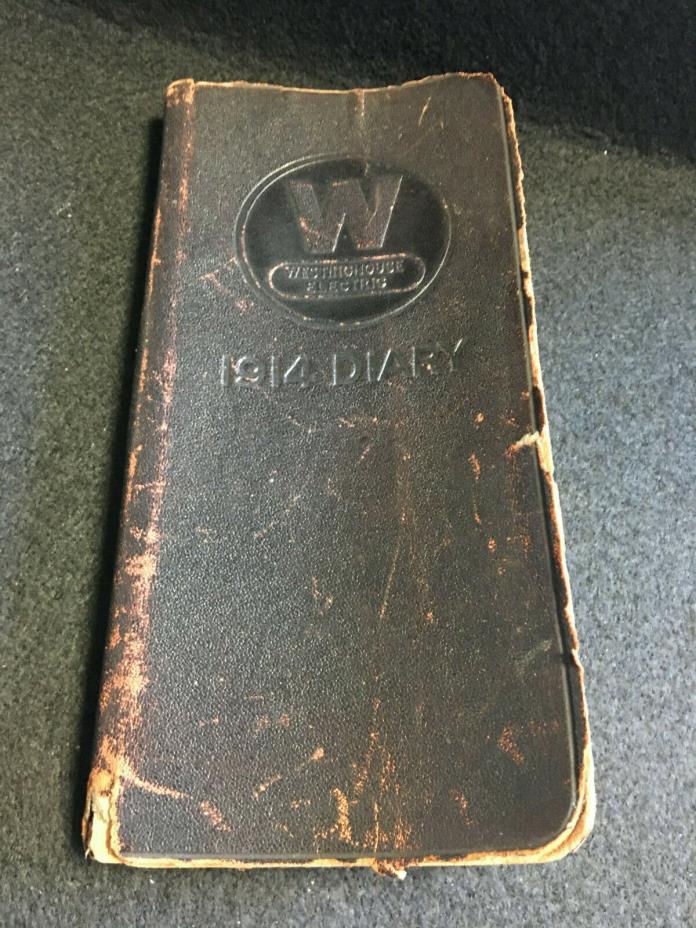 Vtg Westinghouse Electric 1914 Embossed Leather Bound Pocket Diary/Calendar