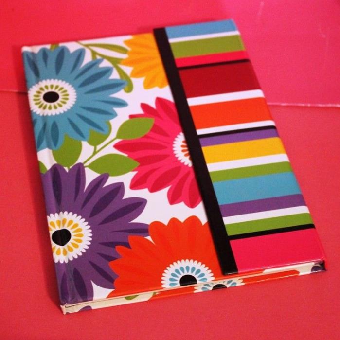 Blank Writing Journal - Hardcover Magnetic Closure - Floral and Stripes