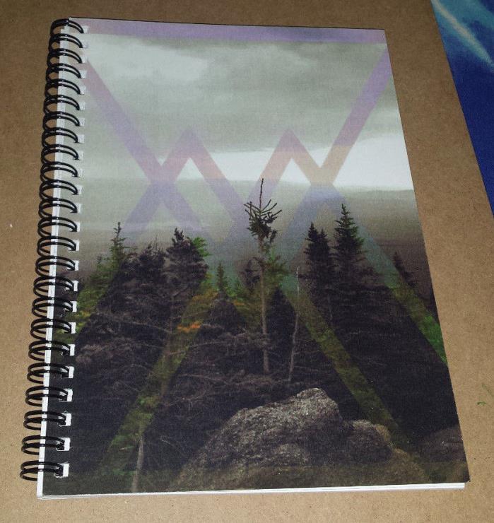 Writing Journal Notebook Diary OOAK Forest Geometric Ombre Print Lined Spiral