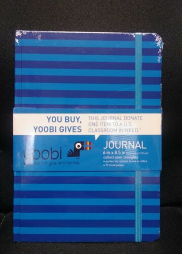 Yoobi Light blue & Dark Blue Striped Journal NEW 6 inch by 8.5 inch