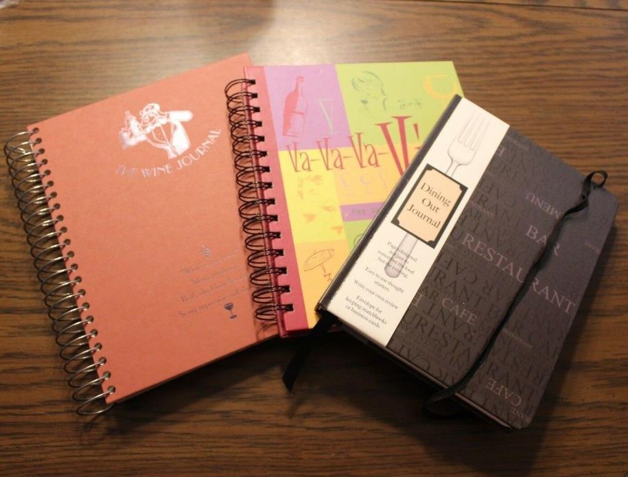 WINE JOURNAL ~ 3 pc Lot Wine / Restaurant - Eating Out Social Friends Keepsake