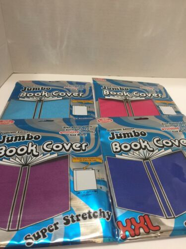 Stretchy Jumbo Book Cover Lot Of 4 Its Academic Pink Blue Purple