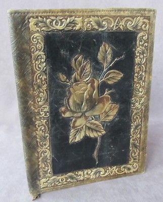 Vintage Italy Hand Tooled Brown Leather Book Cover – ROSE Scrolls Embossed