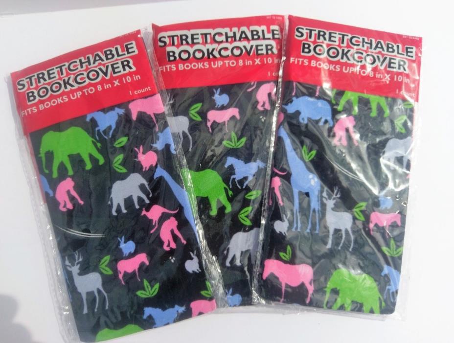 3X Stretchable Fabric Book Cover Animal Deer Elephant Horse Rabbit - New