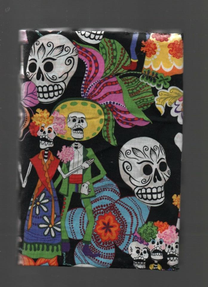 Day of the Dead Fabric Book Cover - Home Made - 6 1/2