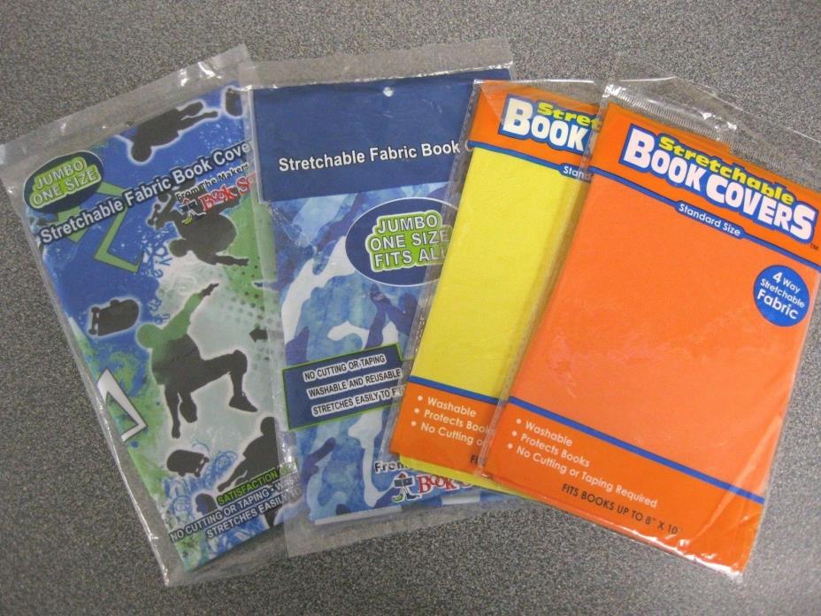 Lot of 4 Stretchable Fabric Book Cover-Two Jumbo, Two Standard