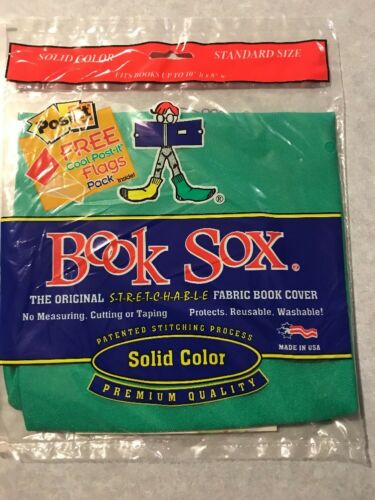 Book Sox Standard Stretchable Fabric Book Cover GREEN Fits 8 X 10 Book Or Larger