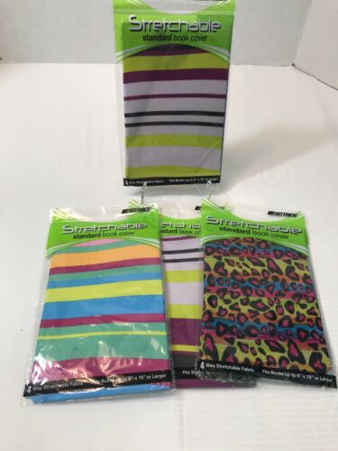 Kittrich Stretchable Book Cover Standard Size Lot Of 4 Fits 8x10 Or Larger New