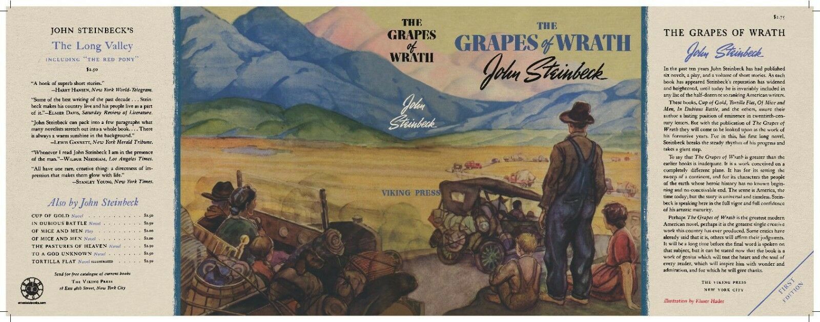 Facsimile Dust Jacket ONLY John Steinbeck The Grapes of Wrath 1st Edition 1939