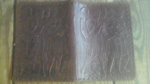 VTG Leather Hand Crafted Book Bible Journal Notebook Cover music gospil