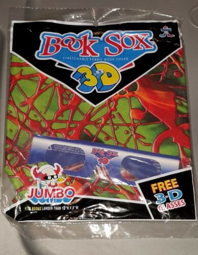 3-D Original Book Sox New Cover with 3D Glasses Set Stretch Fabric text jumbo