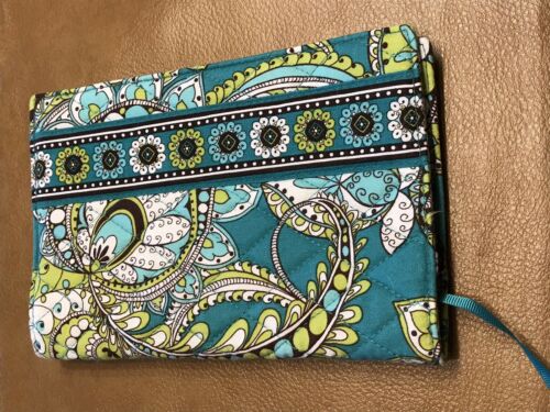 Vera Bradley Book Cover Peacock Pattern Teal Green Paisley NWT