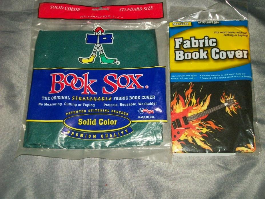 2 Stretchable Fabric Book Covers Reusable and Washable New in Sealed Packages