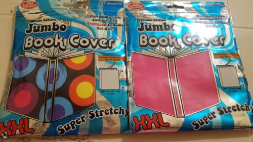 NEW 2 Pack Premium Edition Jumbo Book Cover XXL Stretchy Hot Pink & Polka Dot