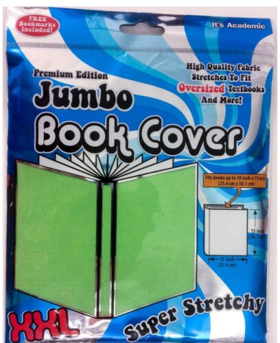 NEW  Jumbo Book Cover It's Academic Premium Edition XXL Stretchable Fab =Neon Gr