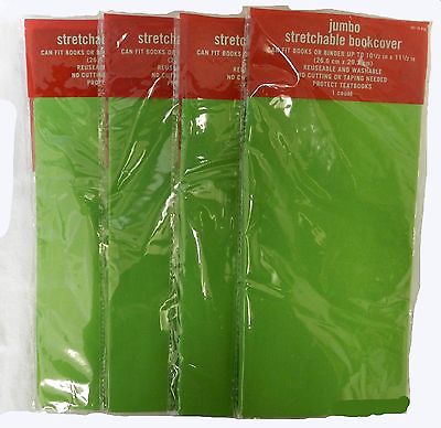 4 Bright Lime Green Jumbo Stretchable Reusable Text Book Binder Cover New