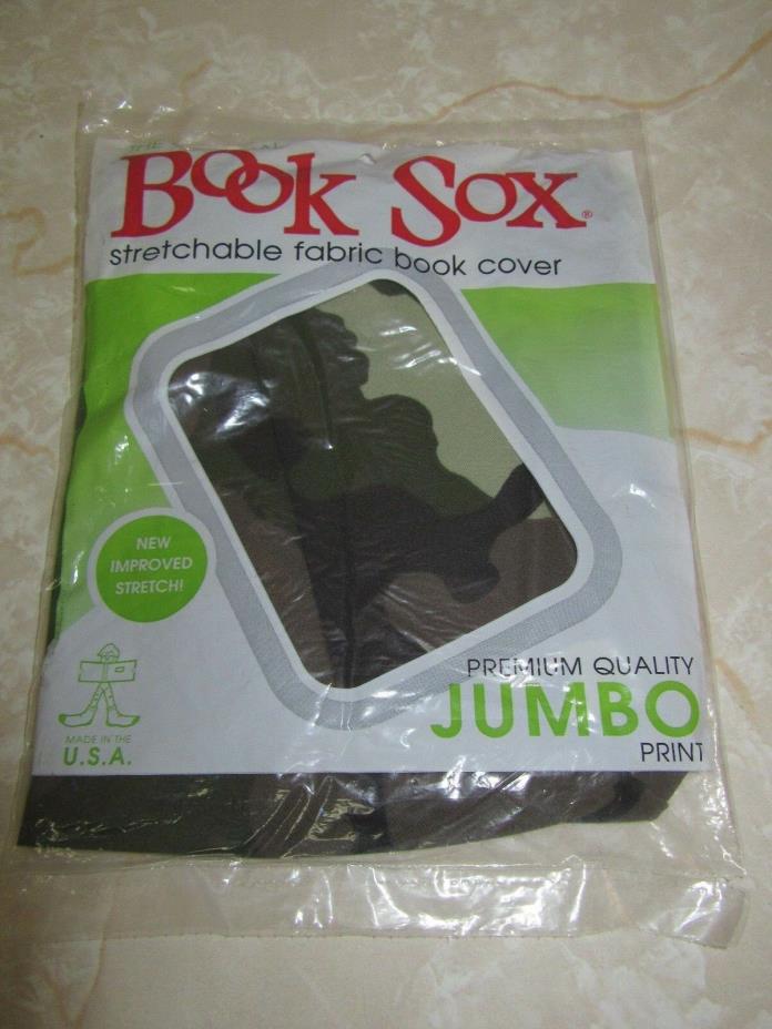 The Original Book Sox Stretchable Fabric Book Cover Jumbo Print Camo Sealed New