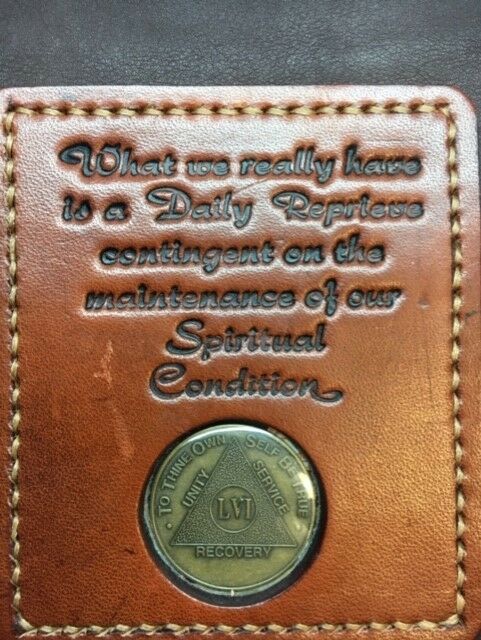 Alcoholics Anonymous Genuine Leather Big Book slip-on cover With Coin Holder