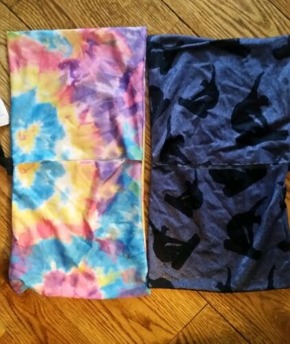 The Original Set of 2 BOOK LOOKS Stretchable Fabric Book Covers Tie-dye/Blue