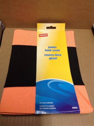 stretchable book cover-jumbo size.. orange and black STAPLES Brand...