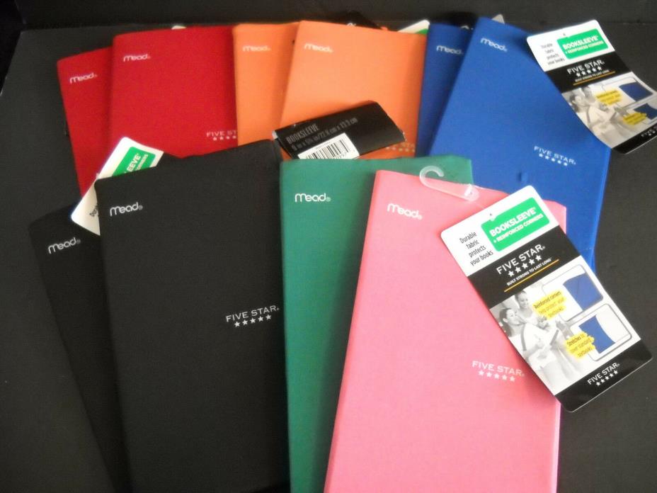 Lot of 10 Mead Five Star Stretch Fabric Booksleeve Book Covers, New