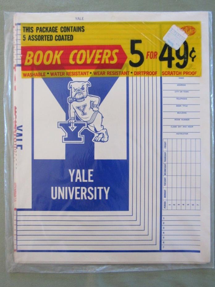 Set of 5 Vtg 1970s COLLEGE School Book Covers Sealed Package HARVARD Yale & More