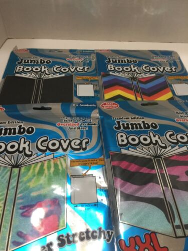 Stretchy Jumbo Book Cover Lot Of 4 Its Academic Tie Dye Animal Print Rainbow