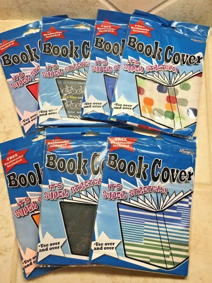 Lot of 7 Stretchable Fabric School Book Cover Up to 8.5in x 11in