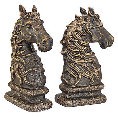 Design Toscano Stallion Horse Cast Iron Sculptural Bookends Set of 2