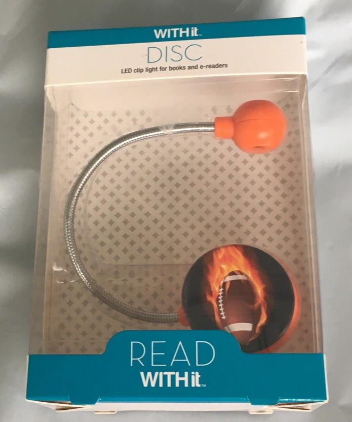 New WITH it Disc LED Clip light for books and e-readers FOOTBALL DESIGN