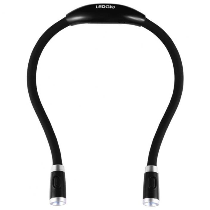 LEDGLE LED Book Light Rechargeable Hug Reading Lamp Hands Free 4 Beads, 3 Adjust